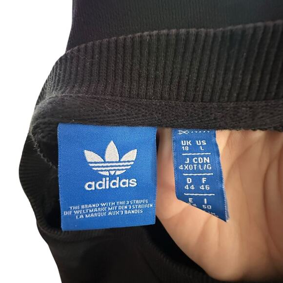 Adidas Trefoil Sweatshirt Adult Large Black Pockets Pullover Logo - Picture 3 of 5